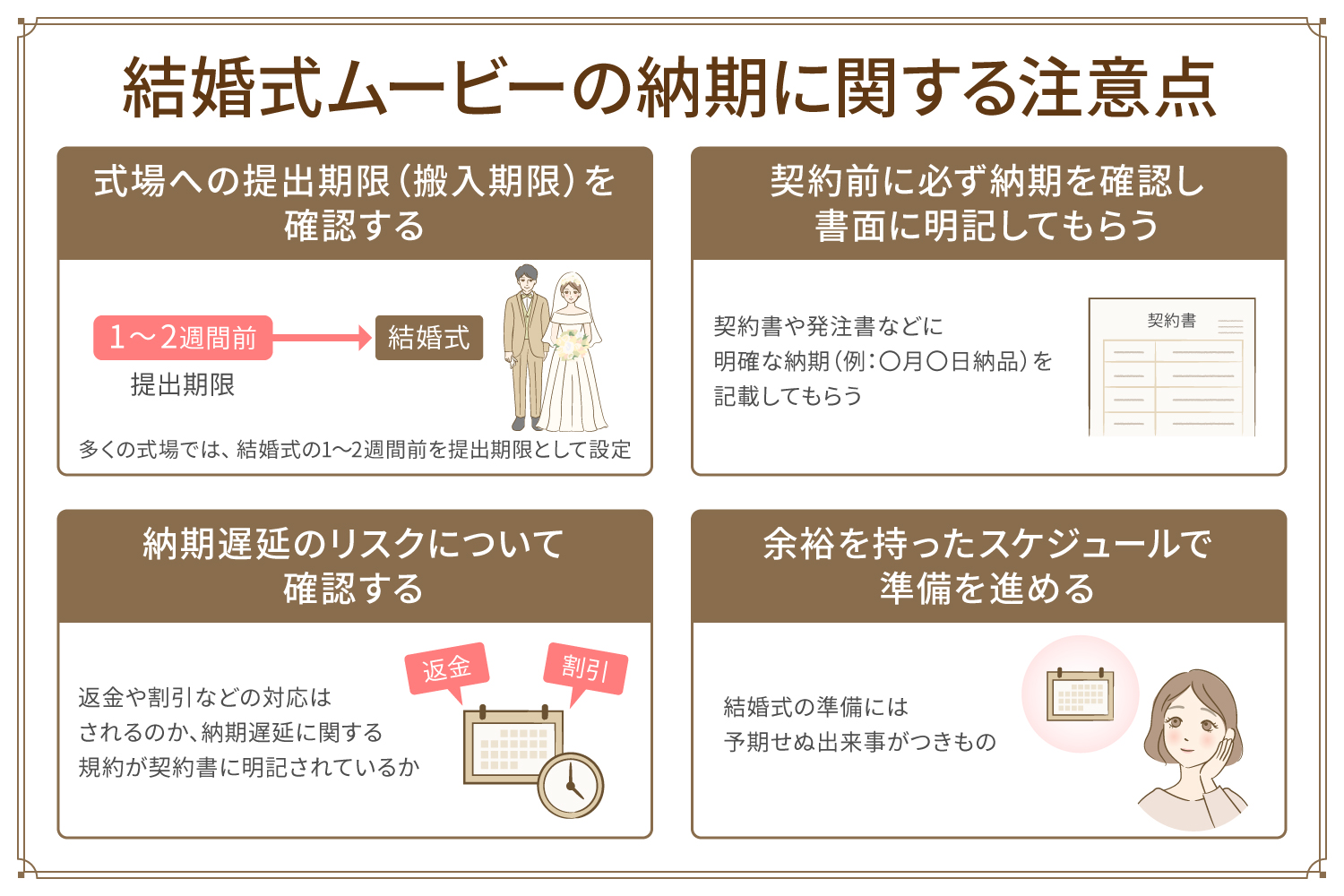 結婚式ムービーの納期に関する注意点|トラブルを避けるために